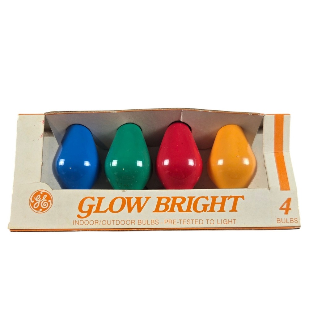 GE Glow Bright‎ C7 Christmas Bulbs 4pk Multi Color Vintage C7-CC 5W Bulbs